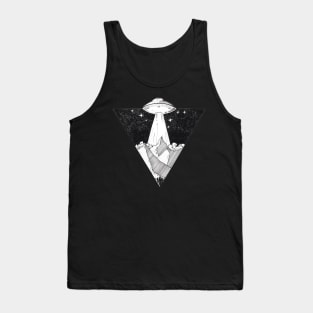 UFO Aliens Flying Saucer Space Mountains Surreal Tank Top